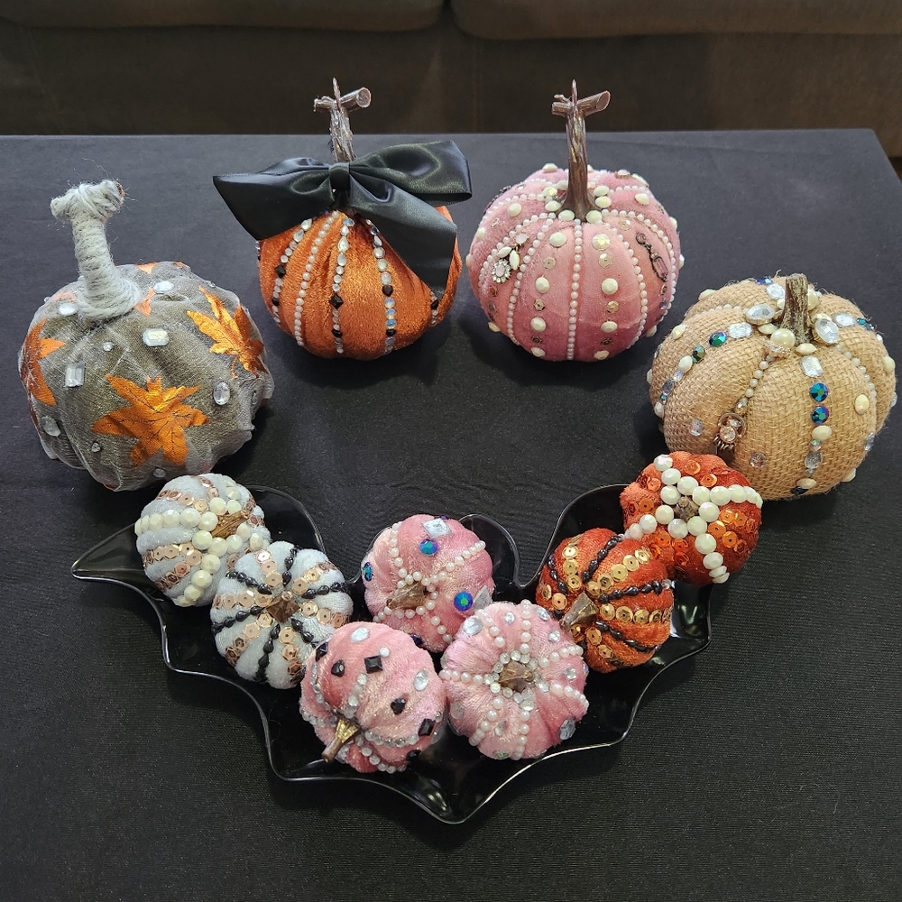 Velvet Bedazzled Pumpkins